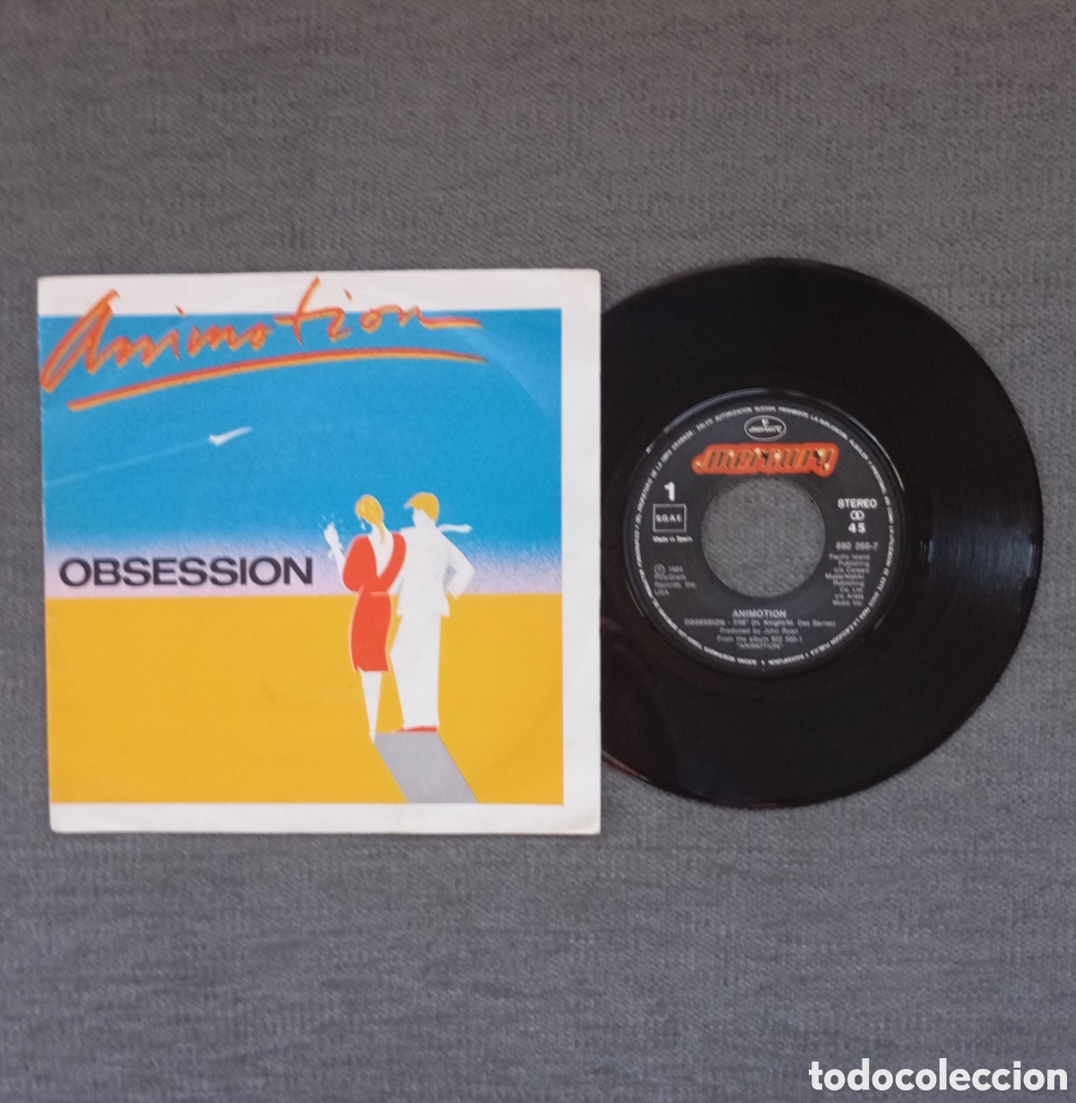Discos de vinilo: Animotion. Obsession/ Turn Around. Single 7&rdquo;, a&ntilde;o 1984. - Foto 1