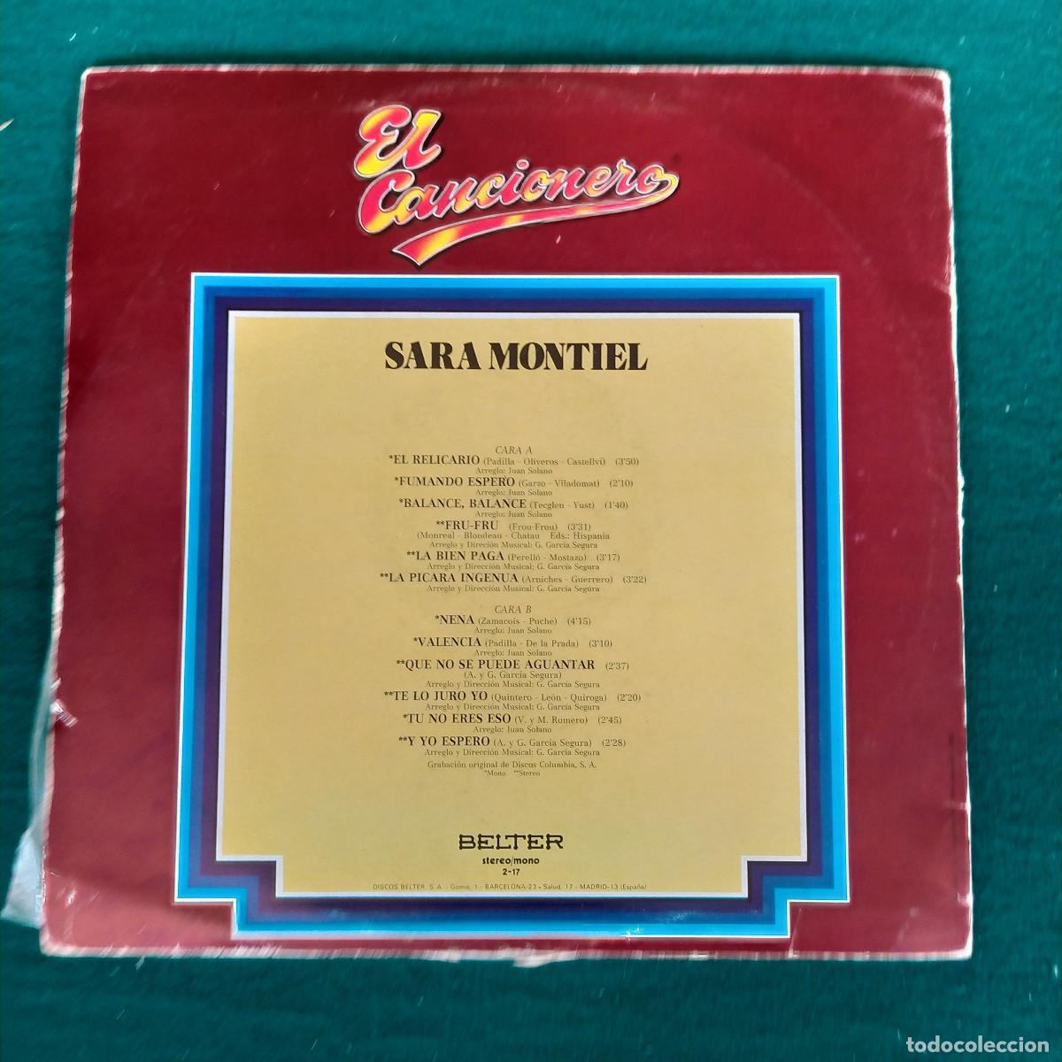 Discos de vinilo: Sara Montiel &ndash; El Cancionero - Foto 2