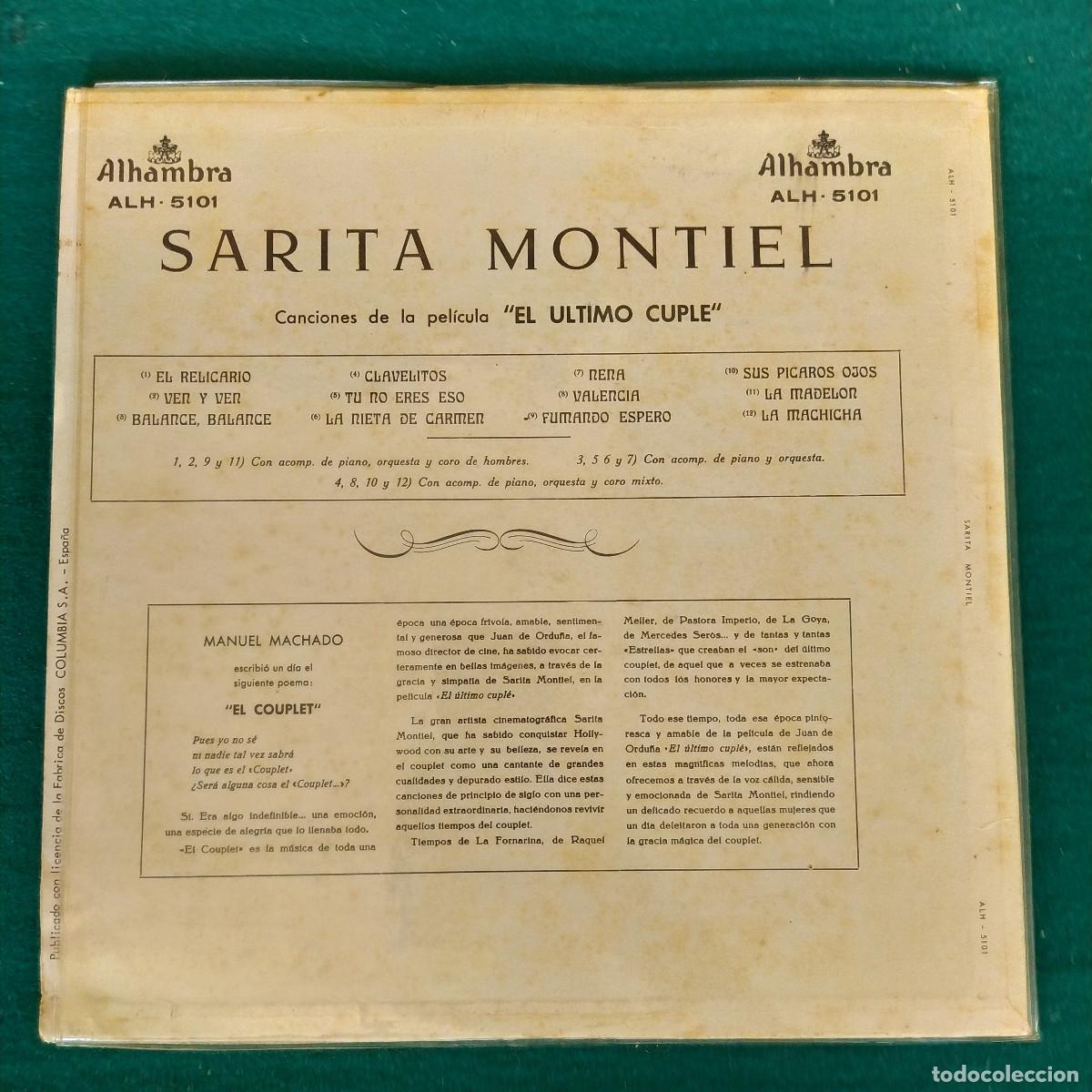 Discos de vinilo: Sarita Montiel &ndash; El &Uacute;ltimo Cupl&eacute; - Foto 2