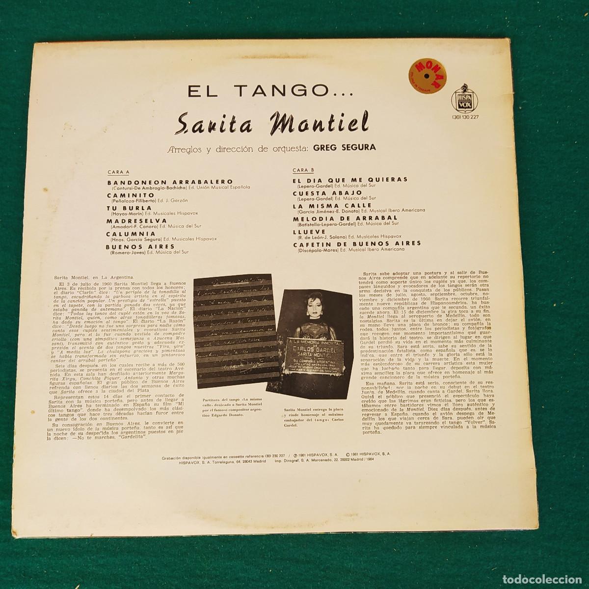 Discos de vinilo: Sarita Montie &ndash; El Tango... - Foto 2
