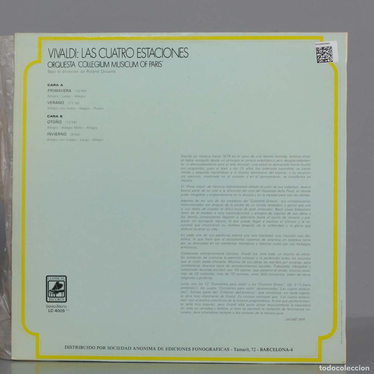 Discos de vinilo: LP. Vivaldi &ndash; Las Cuatro Estaciones. DOUATTE - Foto 2