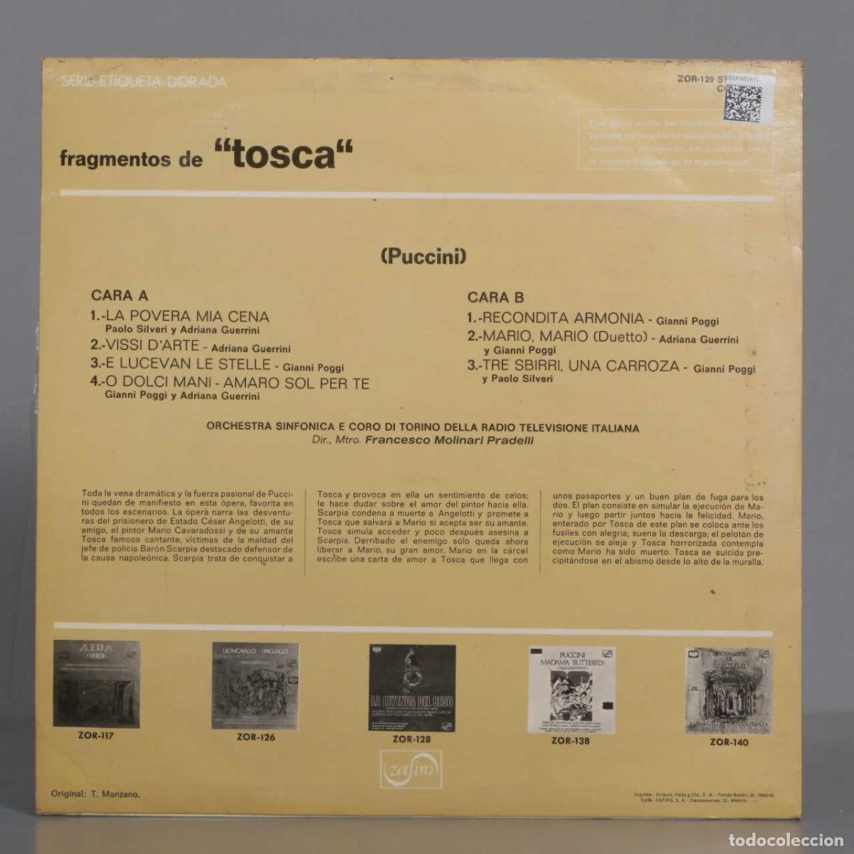 Discos de vinilo: LP. TOSCA FRAGMENTOS. PUCCINI. PRADELLI - Foto 2