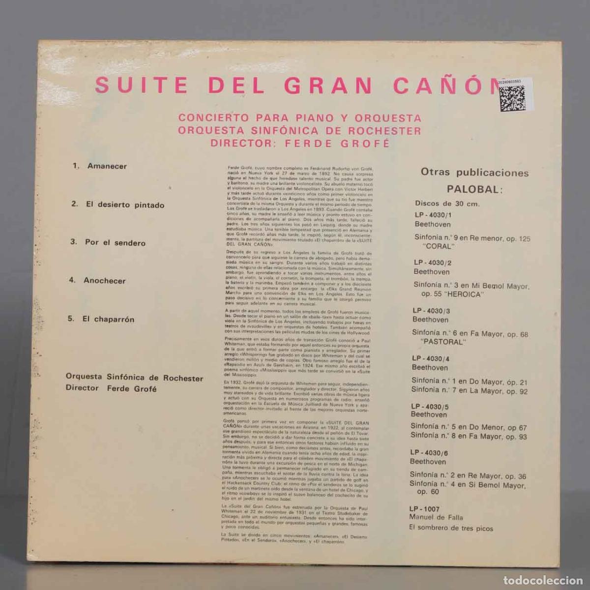 Discos de vinilo: LP. Ferde Grofe &ndash; Suite Del Gran Ca&ntilde;&oacute;n - Foto 2