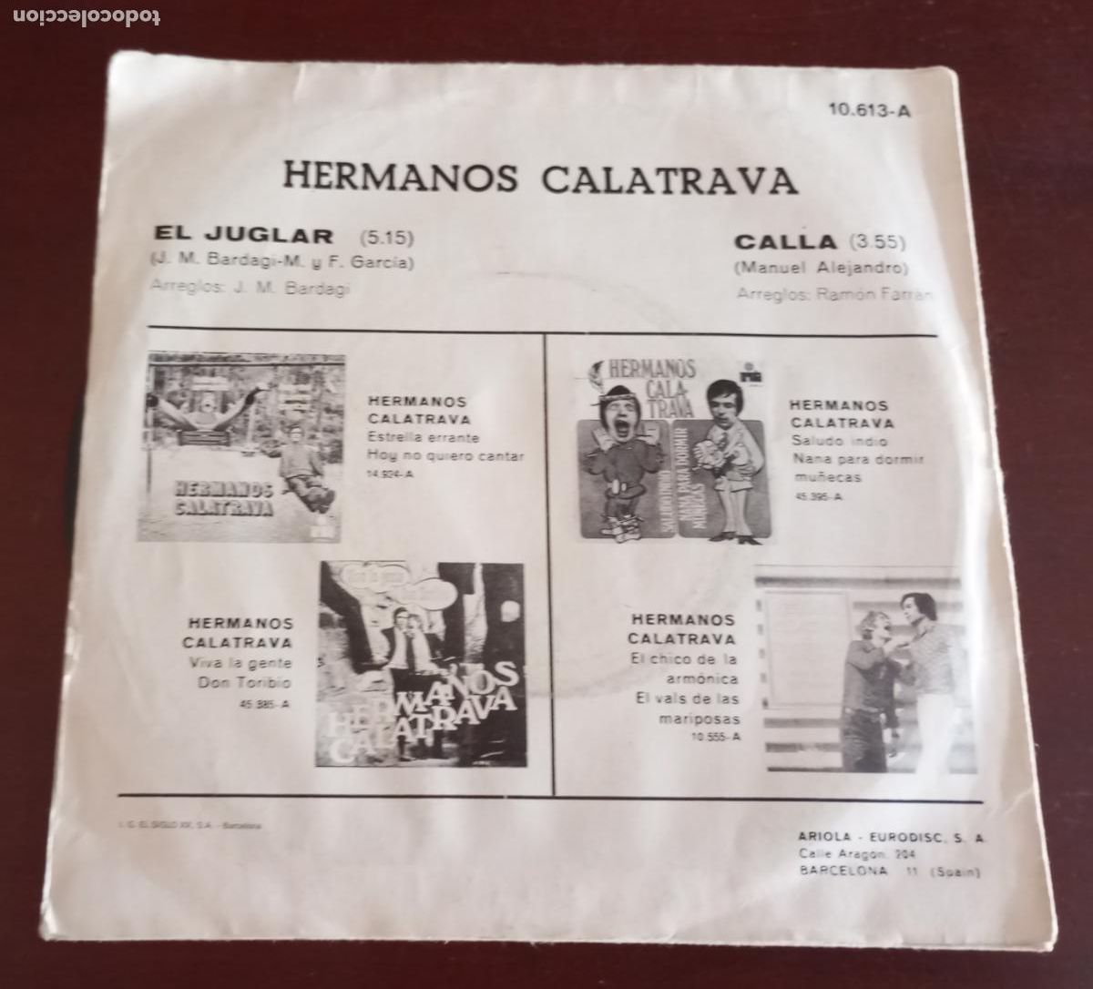 Discos de vinilo: HERMANOS CALATRAVA - EL JUGLAR - SINGLE - Foto 2