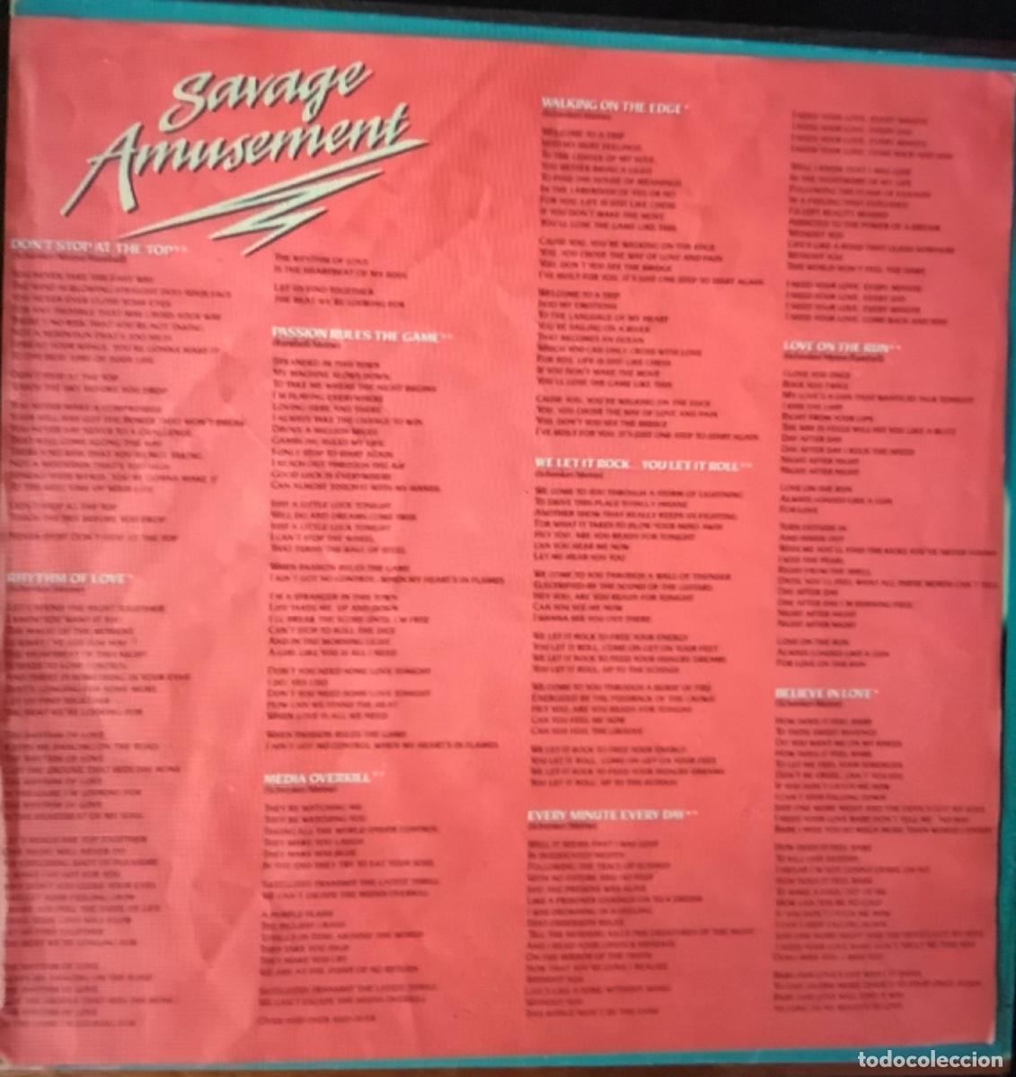 Discos de vinilo: LP SCORPIONS SAVAGE AMUSEMENT - Foto 4
