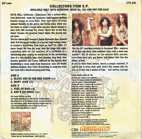 Discos de vinilo: Love/Hate &ndash; Live E.P. PROMO - Foto 2
