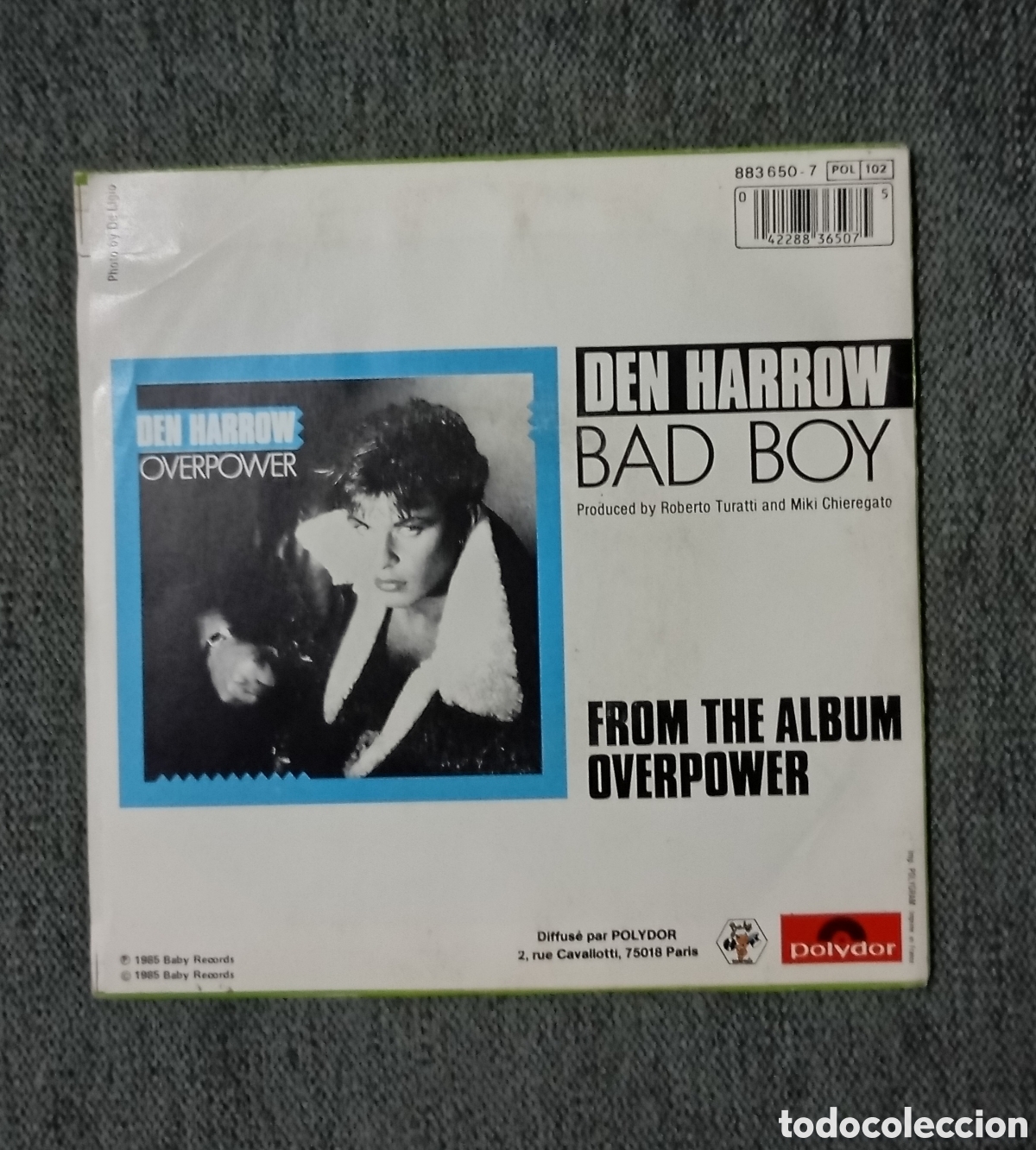 Discos de vinilo: Den Harrow. Bad Boy/ Make Ends Meet. Single 7&rdquo;, a&ntilde;o 1985. - Foto 2
