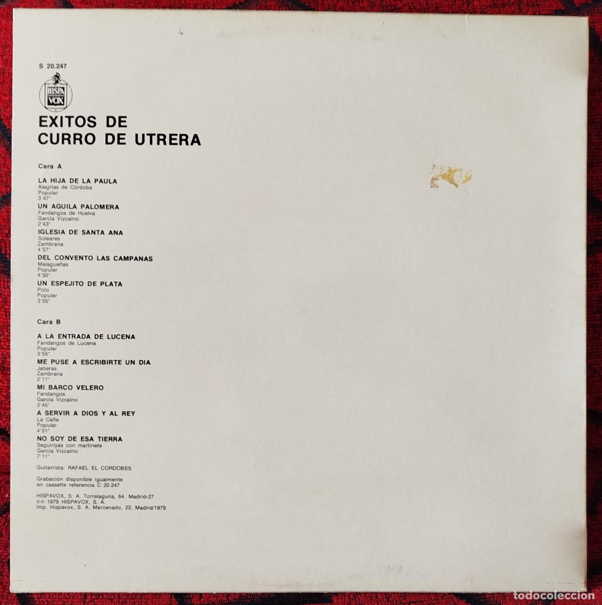 Discos de vinilo: CURRO DE UTRERA ** Exitos De Curro De Utrera ** VINILO LP 1979 - Foto 2
