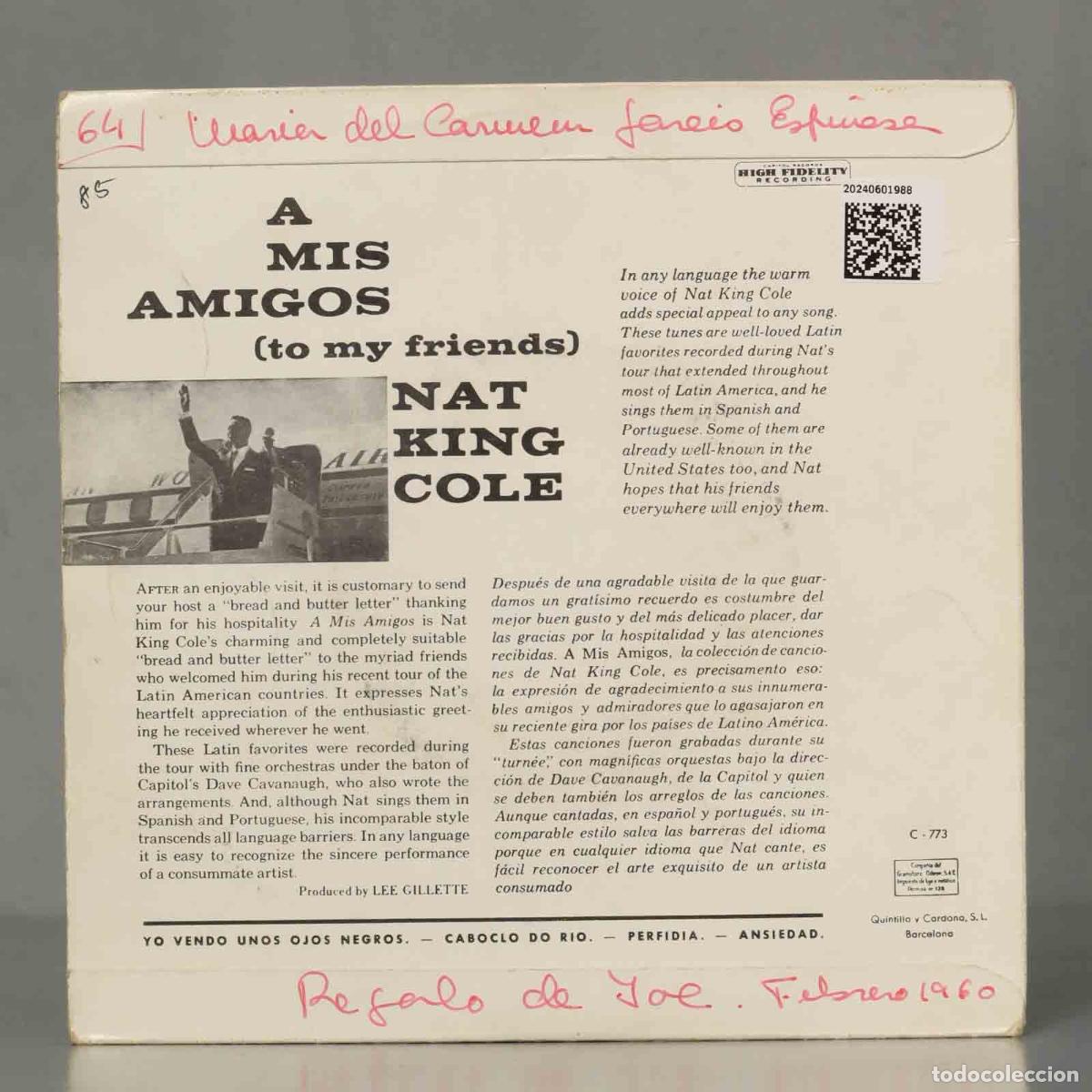 Discos de vinilo: EP. Nat King Cole &ndash; A Mis Amigos - Foto 2