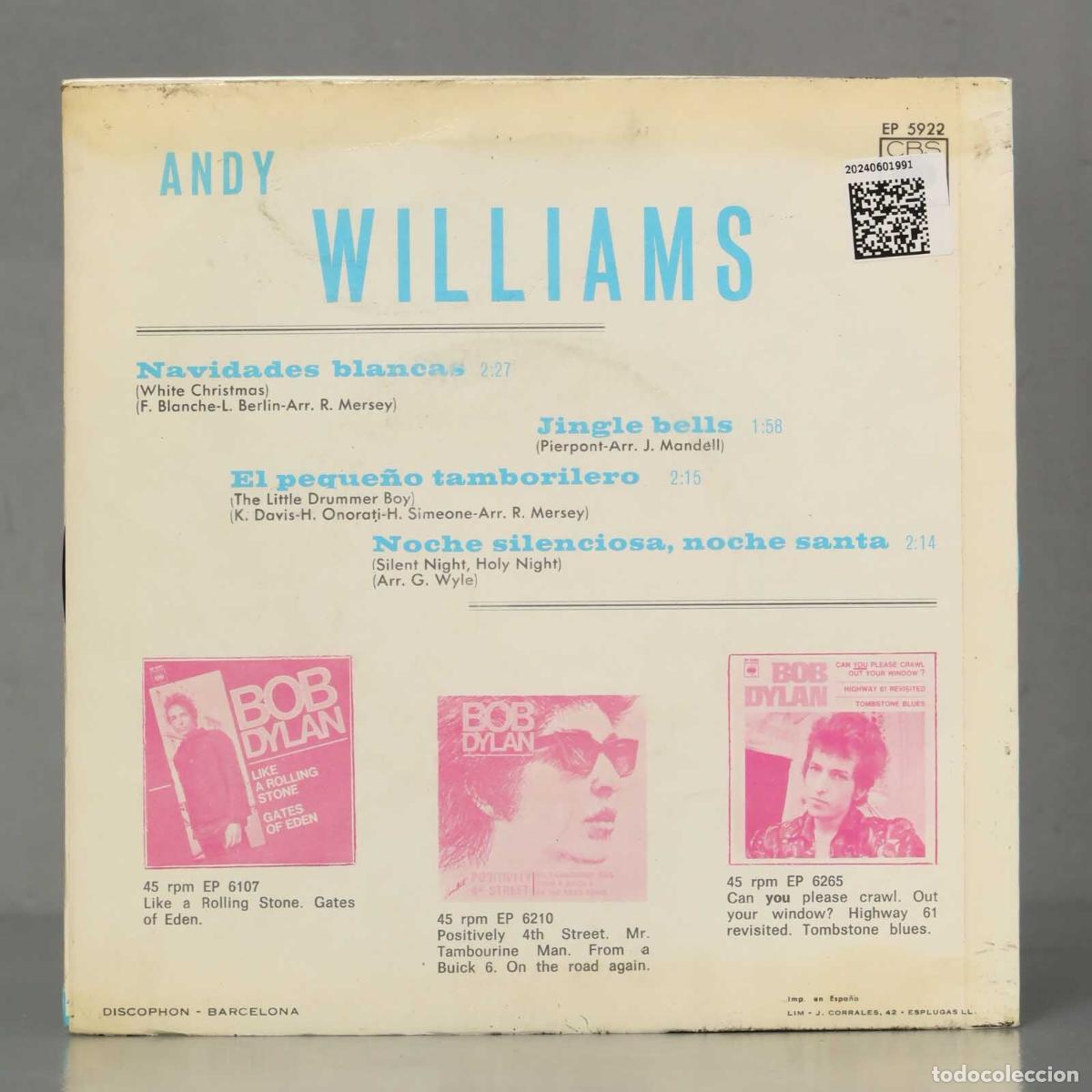 Discos de vinilo: EP. Andy Williams &ndash; No&euml;l Blanc - Foto 2
