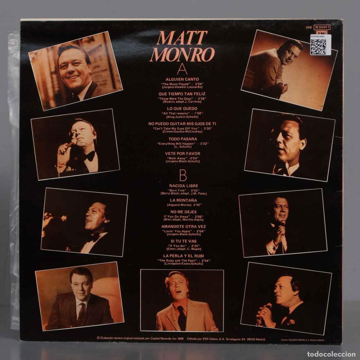 Discos de vinilo: LP. Matt Monro &ndash; Grandes &Eacute;xitos En Espa&ntilde;ol - Foto 2