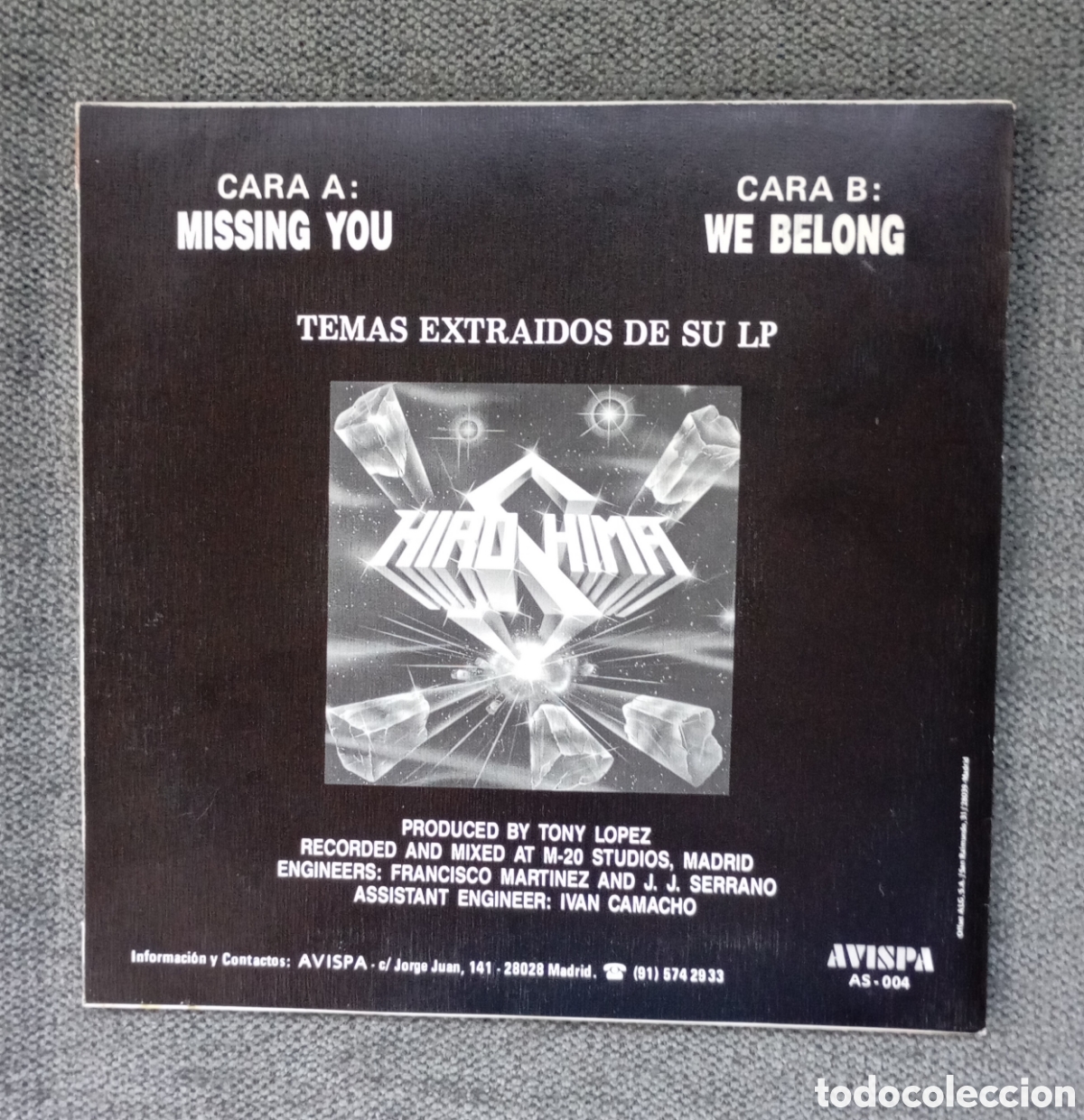 Discos de vinilo: Hiroshima. Missing You/ We Belong. Single 7&rdquo;, a&ntilde;o 1990. - Foto 2