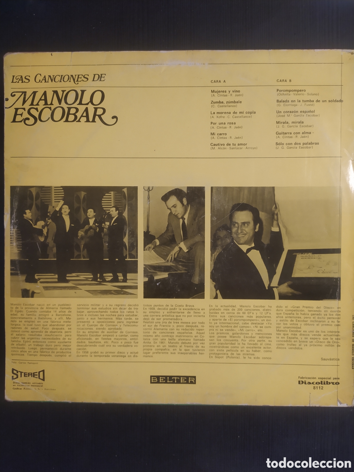 Discos de vinilo: LP las canciones de Manolo Escobar - Foto 2