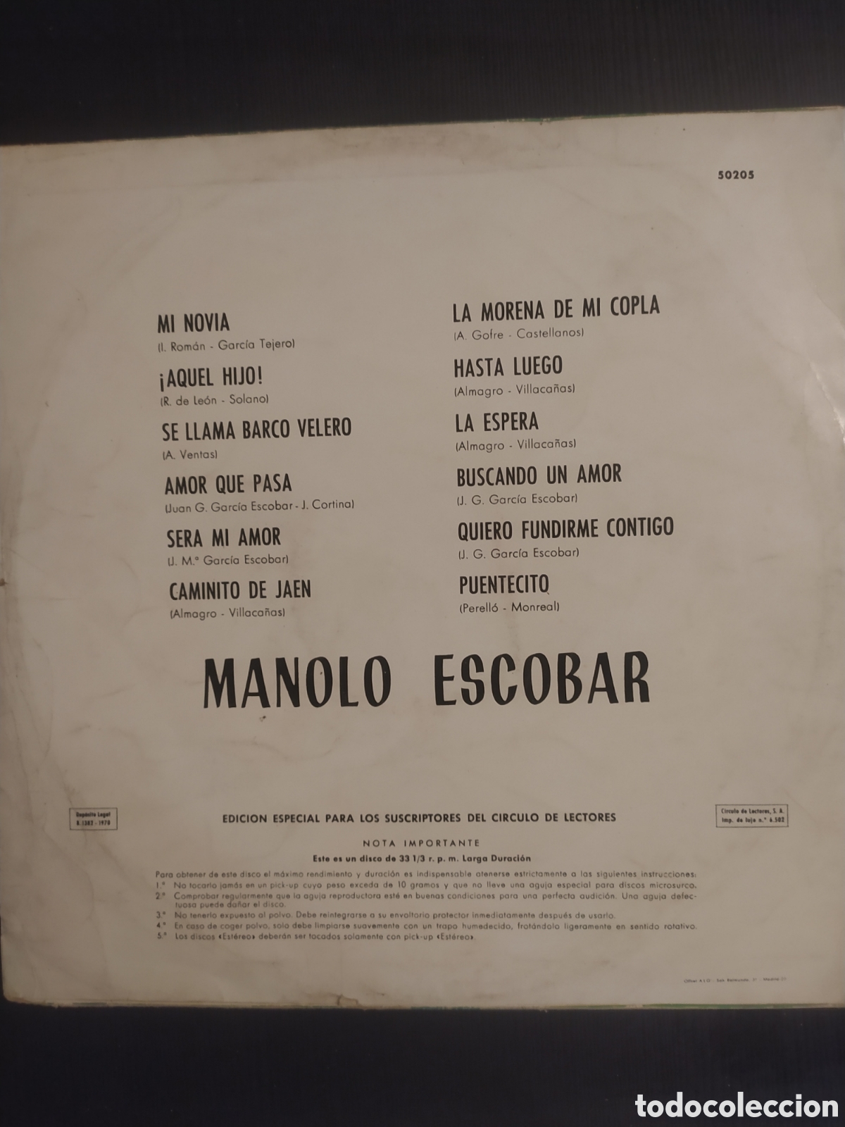 Discos de vinilo: Disco Manolo Escobar 1970 - Foto 2