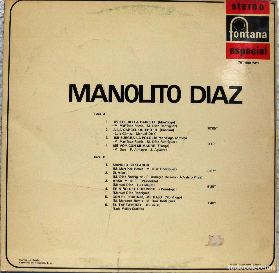Discos de vinilo: MANOLITO DIAZ - VARIOS TEMAS - LP - Foto 2