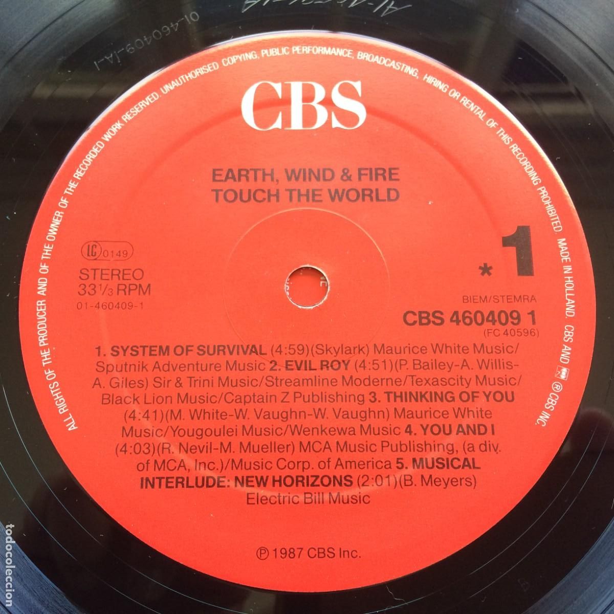 Discos de vinilo: Earth, Wind & Fire &lrm;&ndash; Touch The World Holanda 1987 CBS* - Foto 4