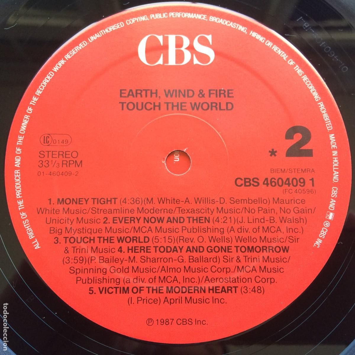 Discos de vinilo: Earth, Wind & Fire &lrm;&ndash; Touch The World Holanda 1987 CBS* - Foto 5