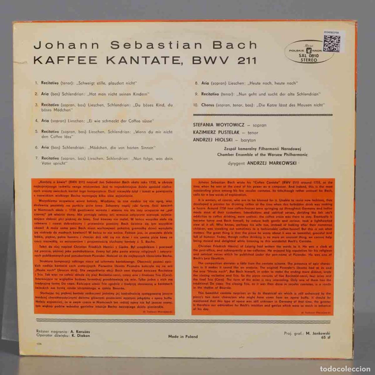 Discos de vinilo: LP. Markowski &ndash; Kaffee Kantate, BWV 211. BACH - Foto 2