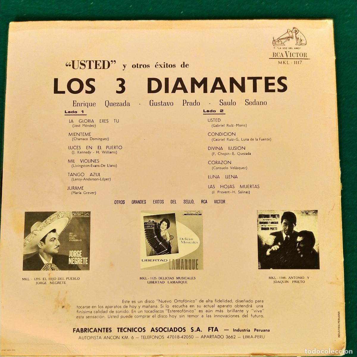 Discos de vinilo: Los Tres Diamantes &ndash; &rdquo;Usted&rdquo; Y Otros Exitos - Foto 2