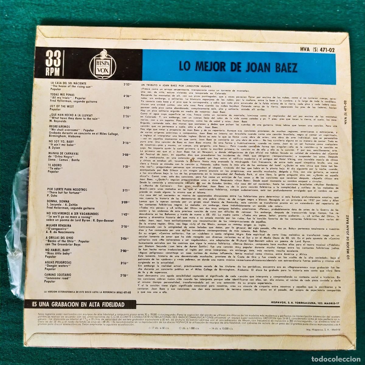 Discos de vinilo: Joan Baez &ndash; Lo Mejor De Joan Baez - Foto 2