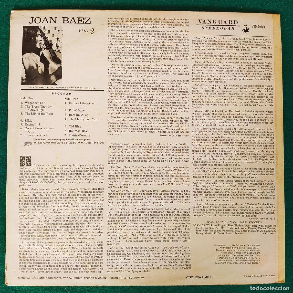 Discos de vinilo: Joan Baez &ndash; Joan Baez Vol. 2 - Foto 2