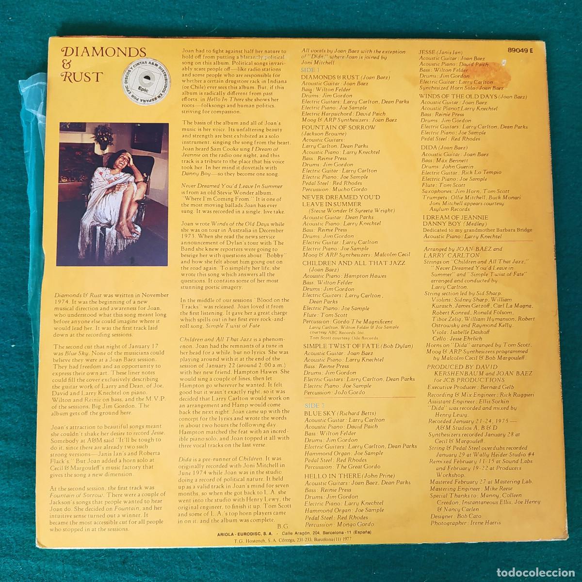 Discos de vinilo: Joan Baez &ndash; Diamonds & Rust - Foto 2
