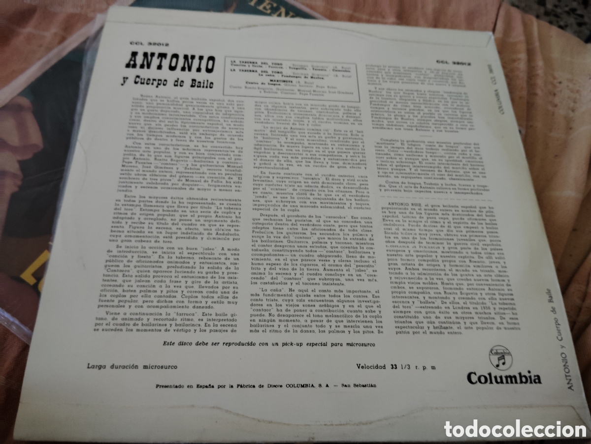 Discos de vinilo: ANTONIO ( Autografo de Antonio ) - LA TABERNA DEL TORO ( 1959 ) - Foto 3