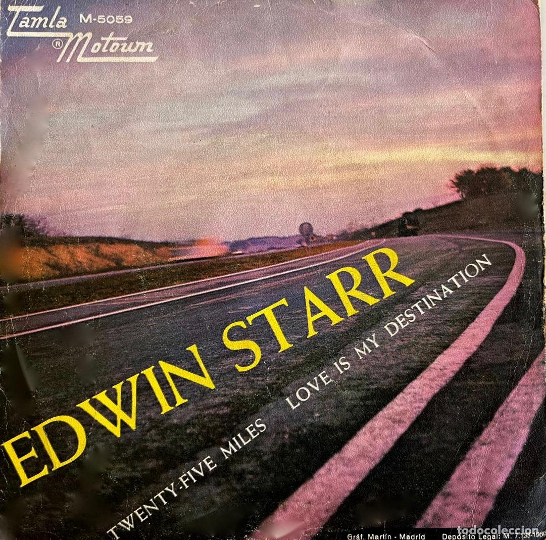 Discos de vinilo: EDWIN STARR, TWENTY FIVE MILES. PORTADA DE SINGLE ESPA&Ntilde;A - Foto 1