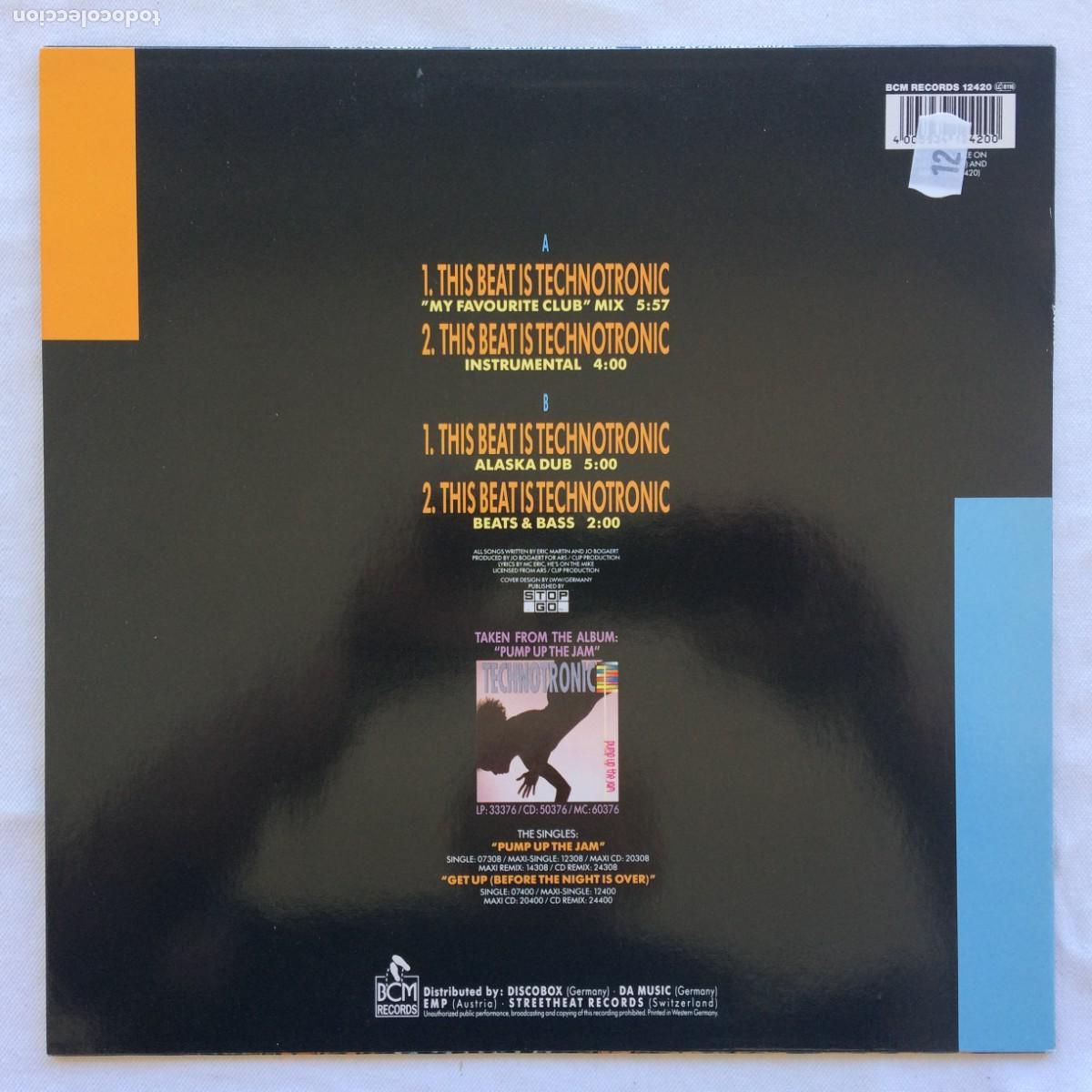Discos de vinilo: Technotronic Feat. MC Eric &lrm;&ndash; This Beat Is Technotronic Germany 1990 BCM Records Maxi - Foto 2