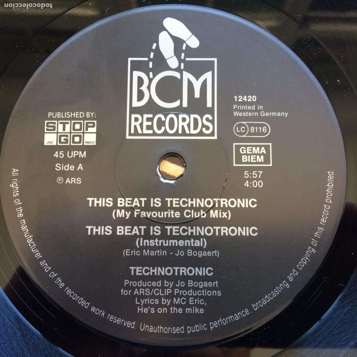 Discos de vinilo: Technotronic Feat. MC Eric &lrm;&ndash; This Beat Is Technotronic Germany 1990 BCM Records Maxi - Foto 3