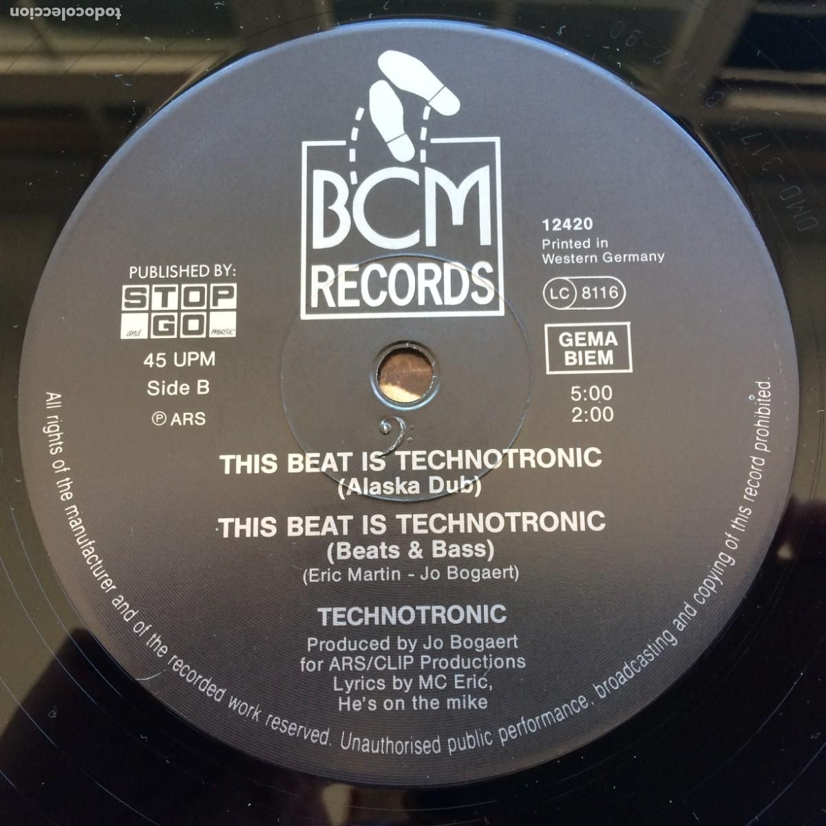 Discos de vinilo: Technotronic Feat. MC Eric &lrm;&ndash; This Beat Is Technotronic Germany 1990 BCM Records Maxi - Foto 4