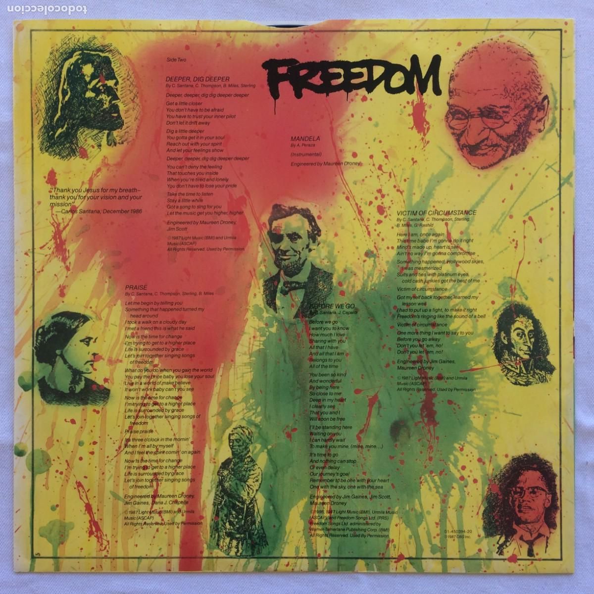 Discos de vinilo: Santana &lrm;&ndash; Freedom Holanda 1987 CBS* - Foto 4