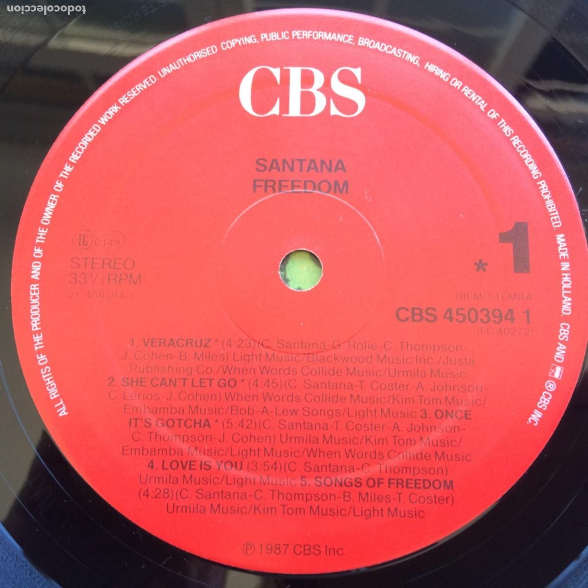 Discos de vinilo: Santana &lrm;&ndash; Freedom Holanda 1987 CBS* - Foto 5