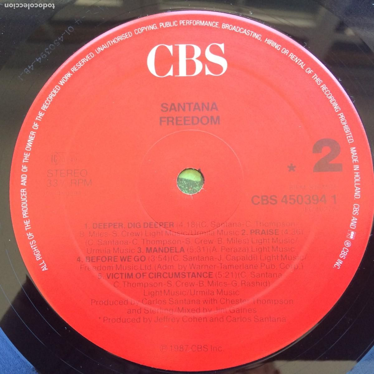 Discos de vinilo: Santana &lrm;&ndash; Freedom Holanda 1987 CBS* - Foto 6