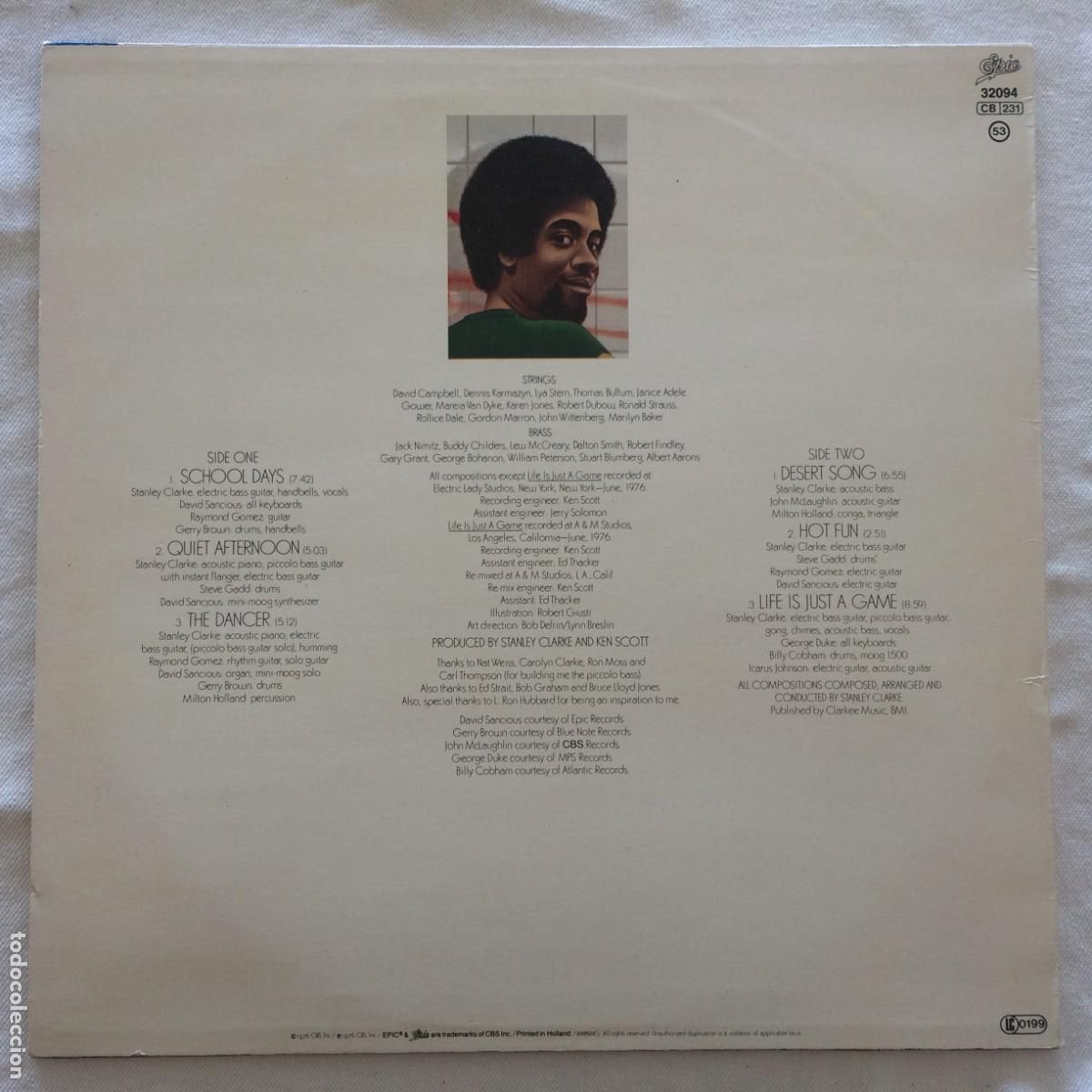 Discos de vinilo: Stanley Clarke &lrm;&ndash; School Days Holanda 1976 Epic - Foto 2