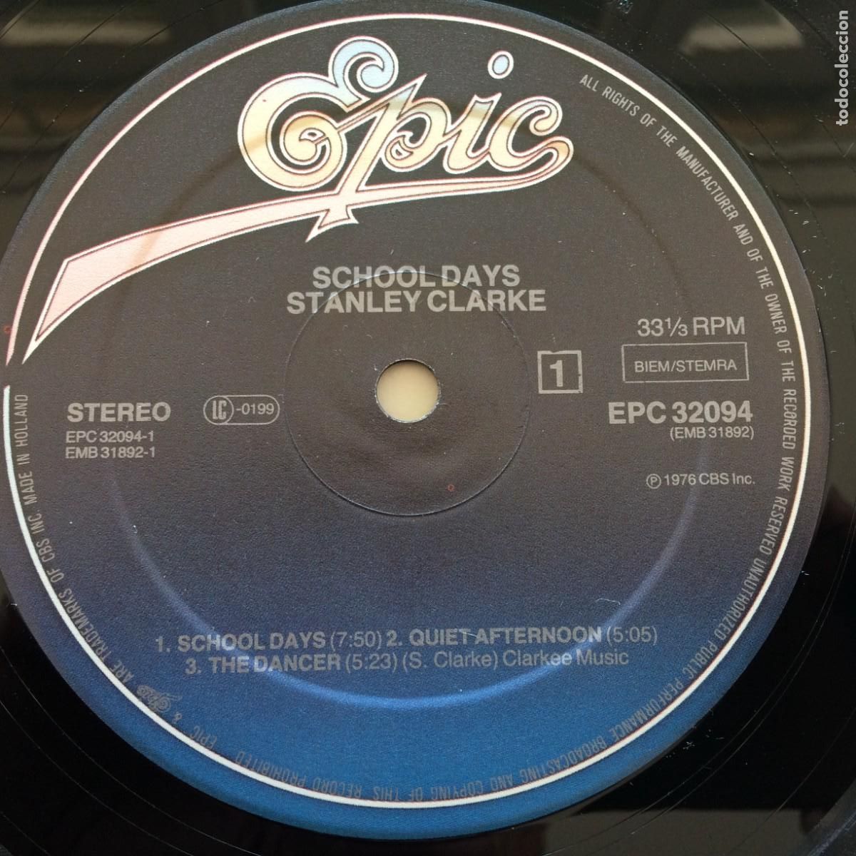 Discos de vinilo: Stanley Clarke &lrm;&ndash; School Days Holanda 1976 Epic - Foto 3
