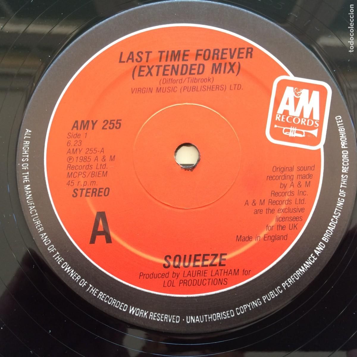 Discos de vinilo: Squeeze &lrm;&ndash; Last Time Forever UK 1985 A&M Records Maxi - Foto 3