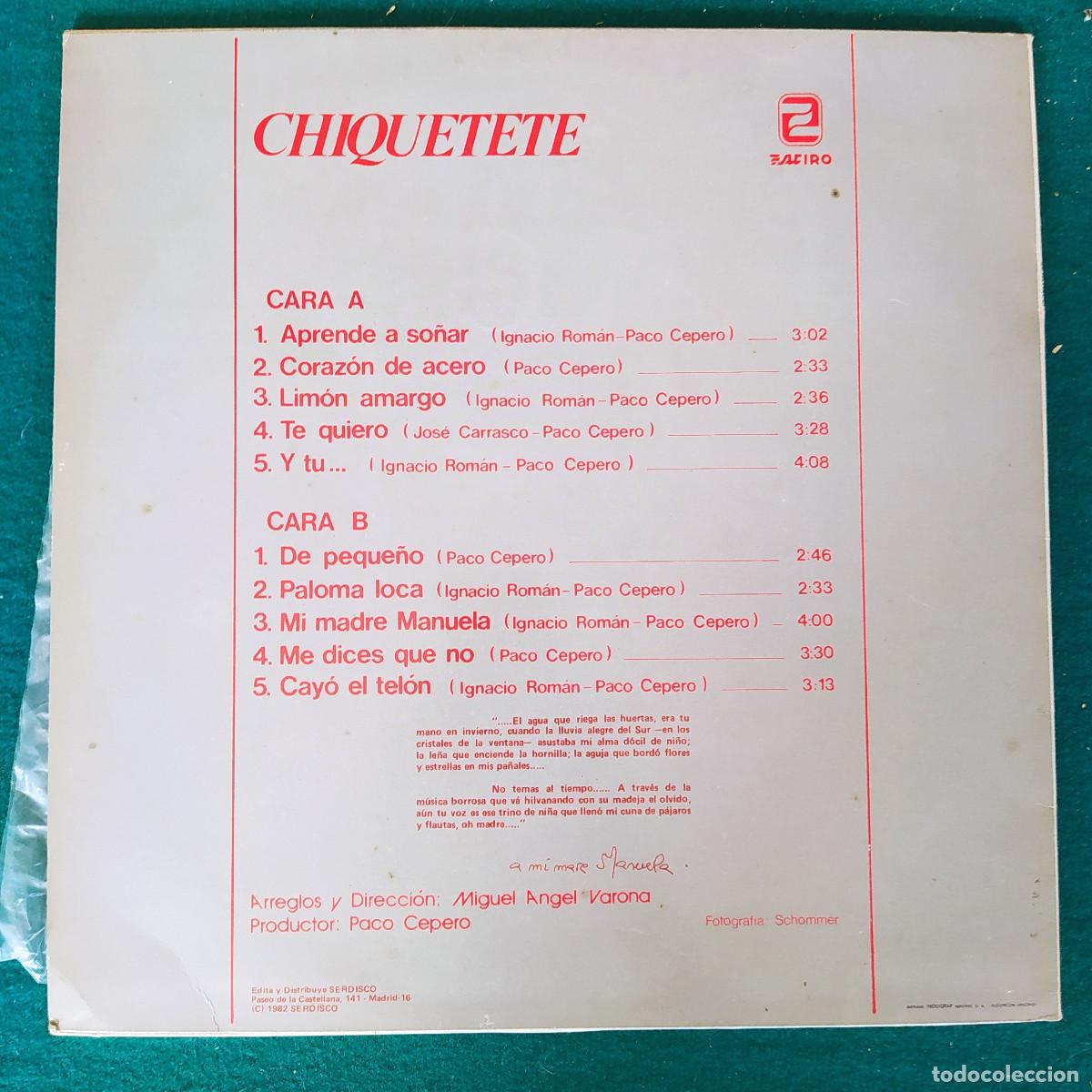Discos de vinilo: Chiquetete &ndash; Aprende A So&ntilde;ar - Foto 2