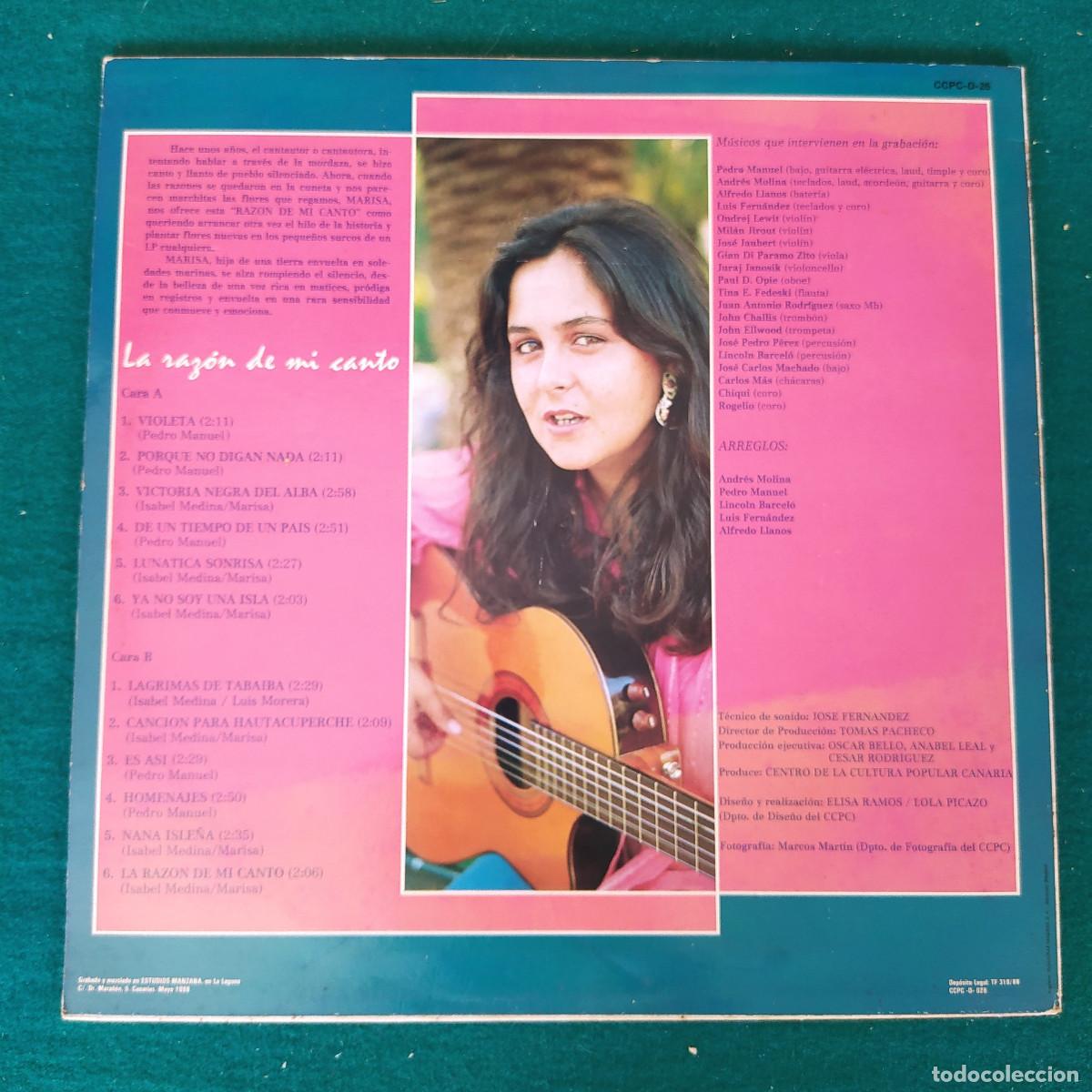 Discos de vinilo: Marisa &ndash; La Raz&oacute;n De Mi Canto - Foto 2
