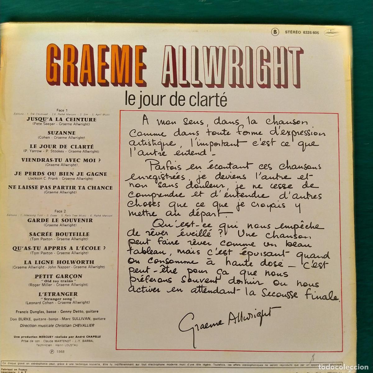 Discos de vinilo: Graeme Allwright &ndash; Le Jour De Clart&eacute; - Foto 2