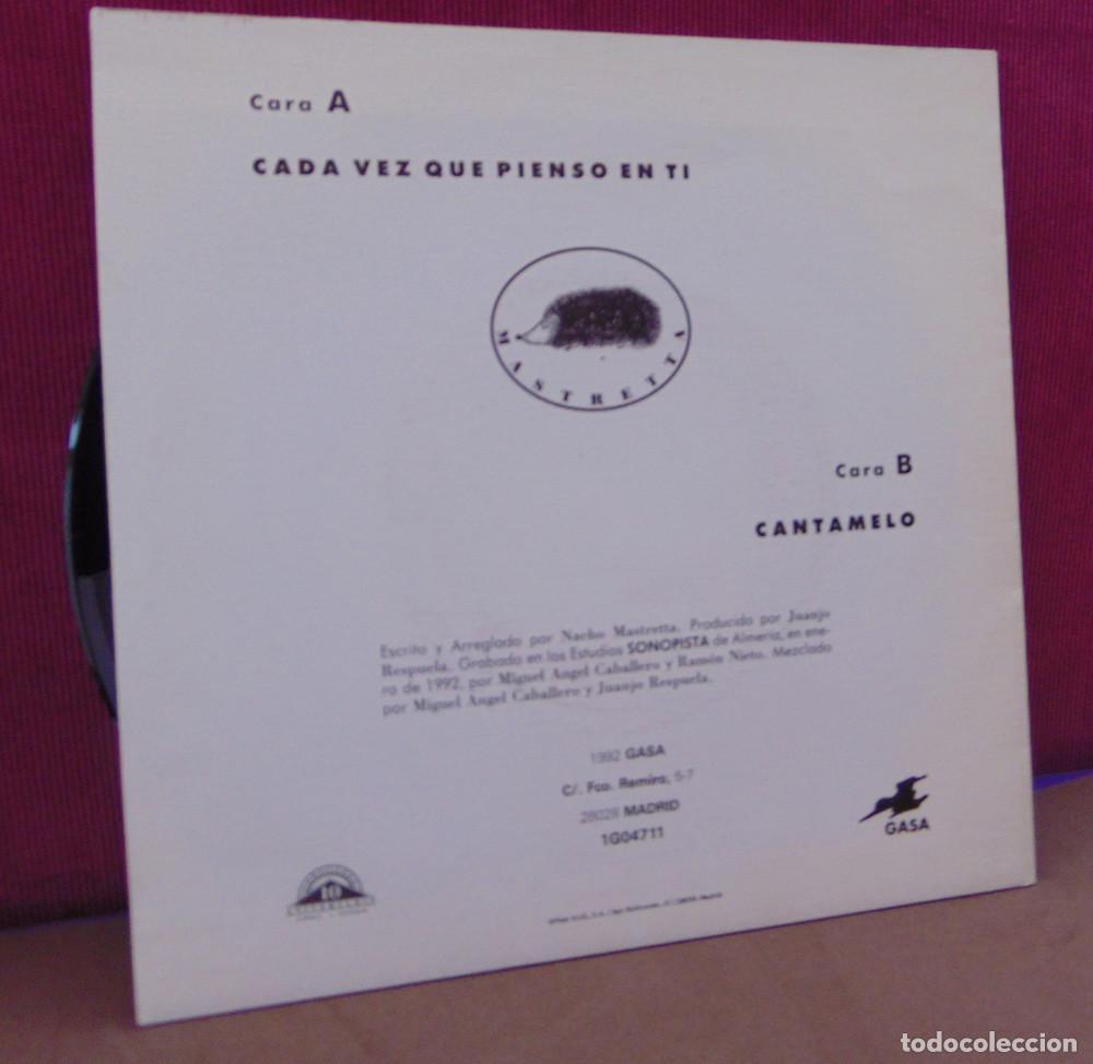 Discos de vinilo: NACHO MASTRETTA &ndash; Cada Vez Que Pienso En Ti - SINGLE 1992 - Foto 2