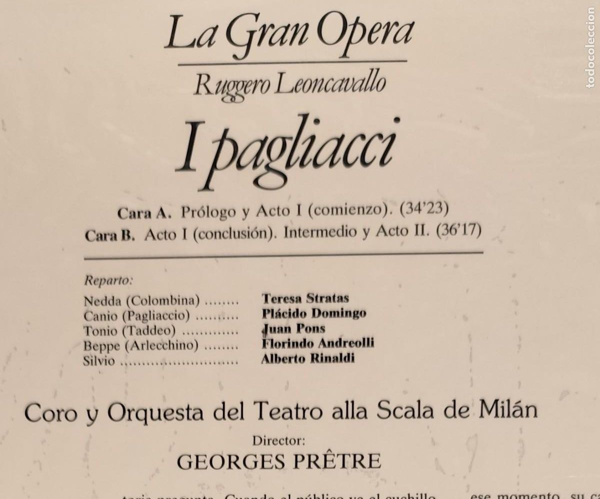Discos de vinilo: LP LA GRAN OPERA, IPAGLIACCI - Foto 2