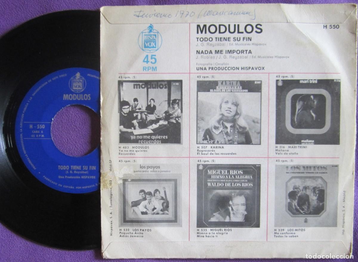 Discos de vinilo: M&Oacute;DULOS: TODO TIENE SU FIN / NADA ME IMPORTA - Foto 2