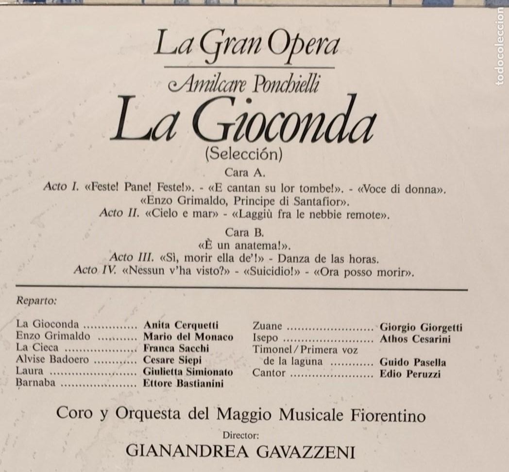 Discos de vinilo: LP , LA GRAN OPERA, LA GIOCONDA - Foto 2