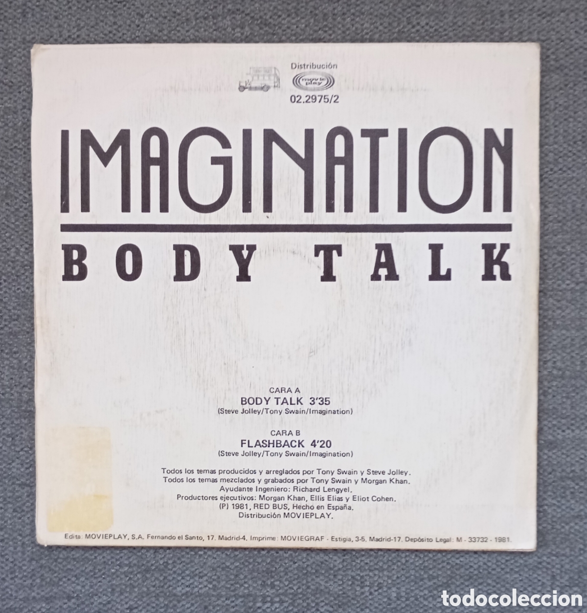 Discos de vinilo: Imagination. Body Talk/ Flashback. Single 7&rdquo;, a&ntilde;o 1981. - Foto 2