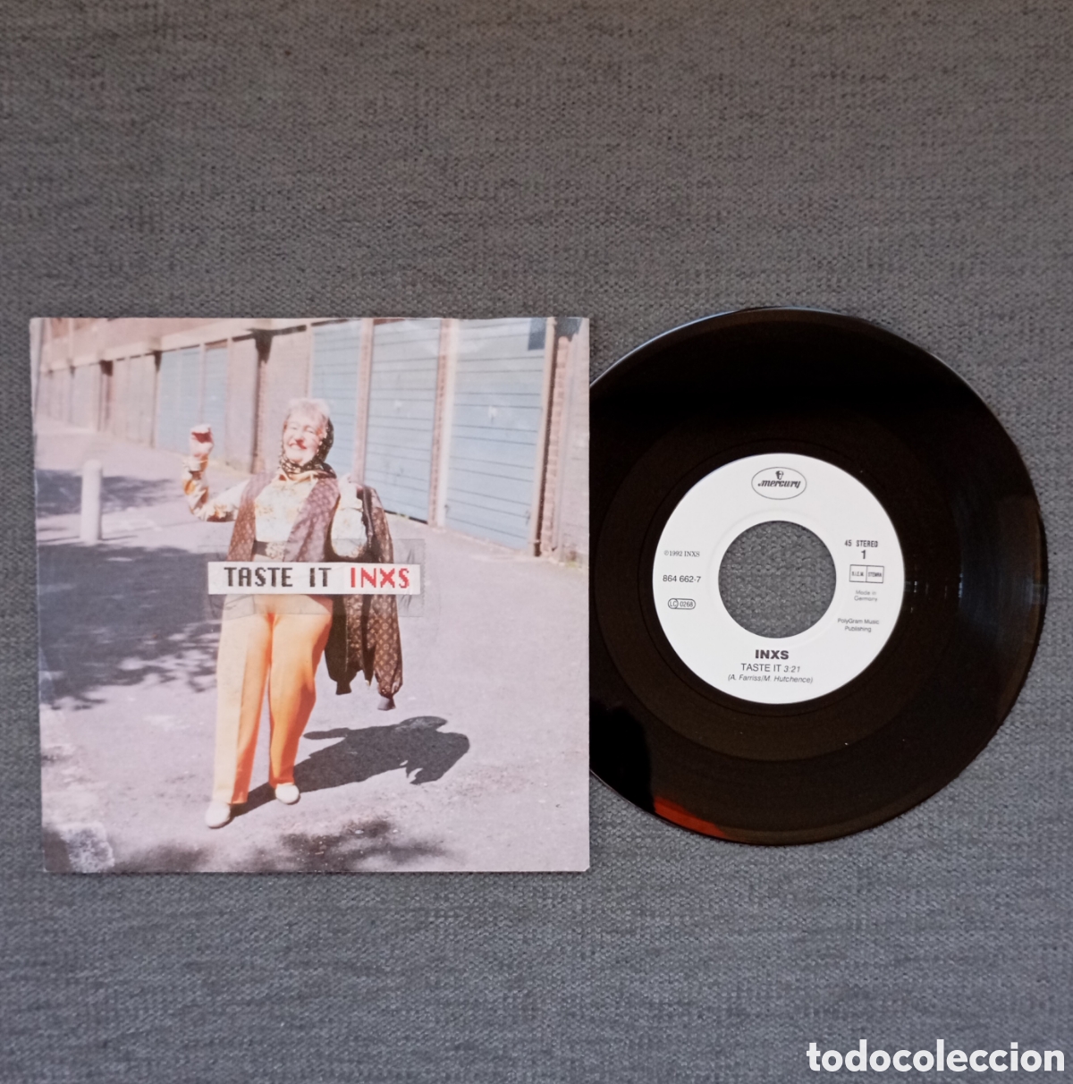 Discos de vinilo: INXS. Taste It/ Light The Planet. Single 7&rdquo;, a&ntilde;o 1992. - Foto 1