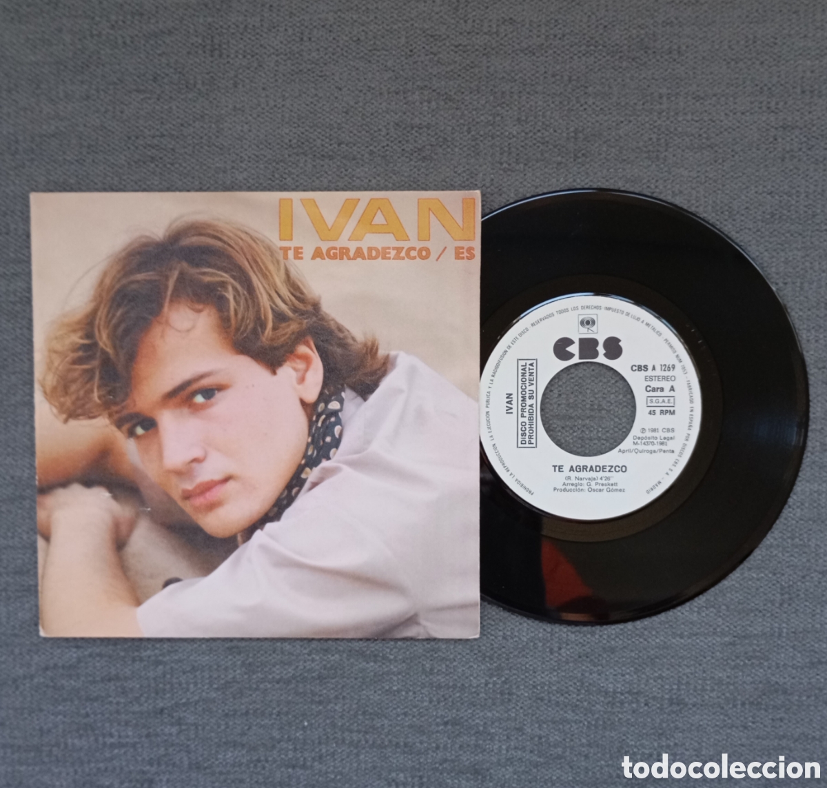 Discos de vinilo: Iv&aacute;n. Te Agradezco/ Es. Single 7&rdquo; PROMO, a&ntilde;o 1982. - Foto 1
