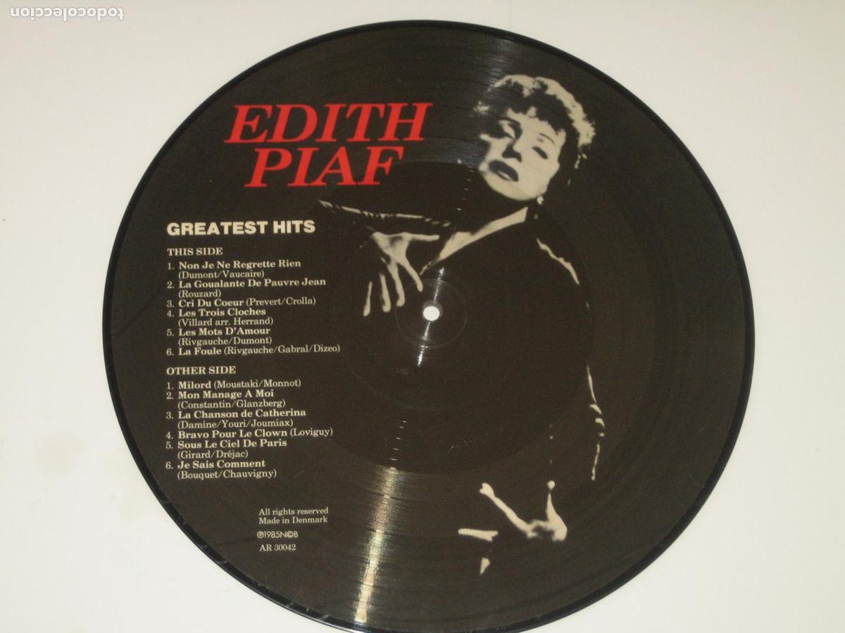 Discos de vinilo: EDITH PIAF - PICTURE DISC - ED. DINAMARCA - Foto 1