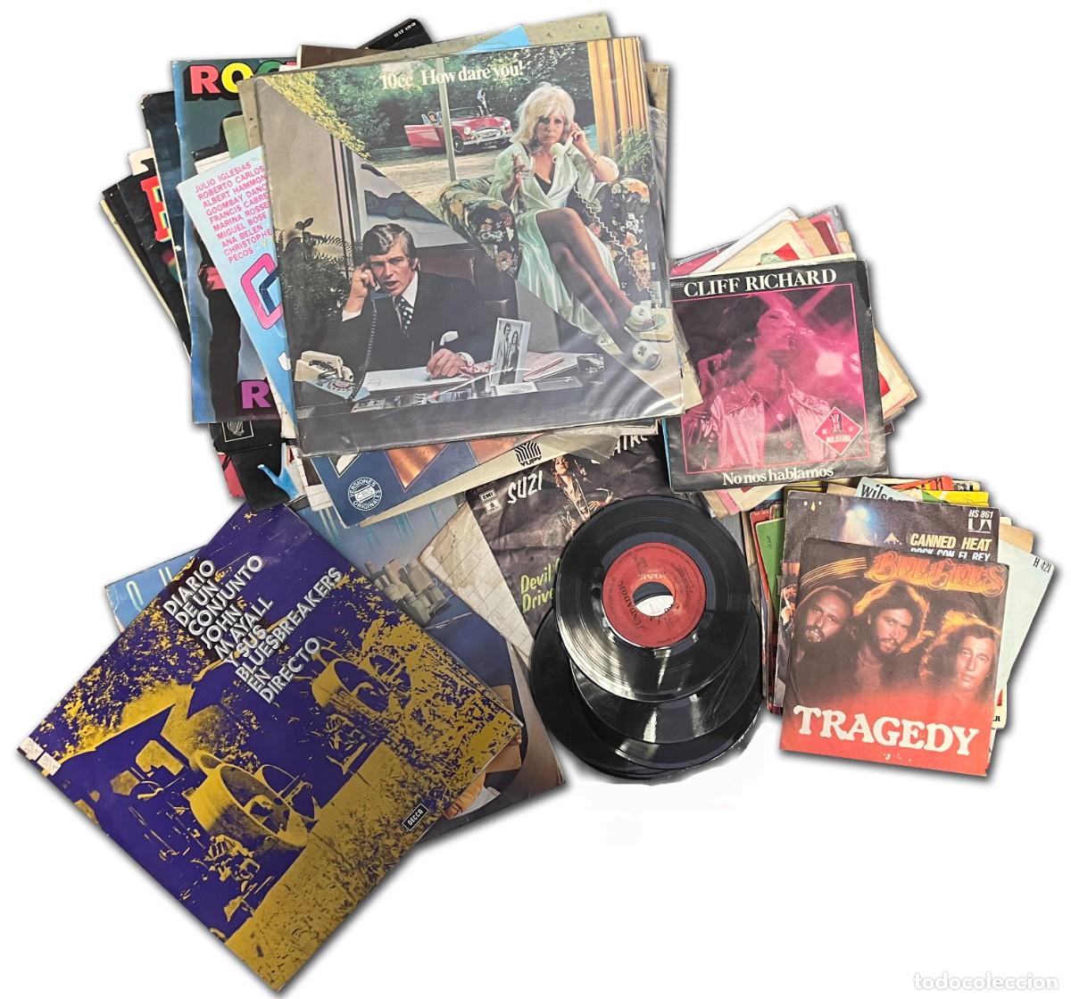 Discos de vinil: LOTE DE 70 DISCOS Y PORTADAS - La mayor&iacute;a en mal estado , solo para manualidades y otros usos