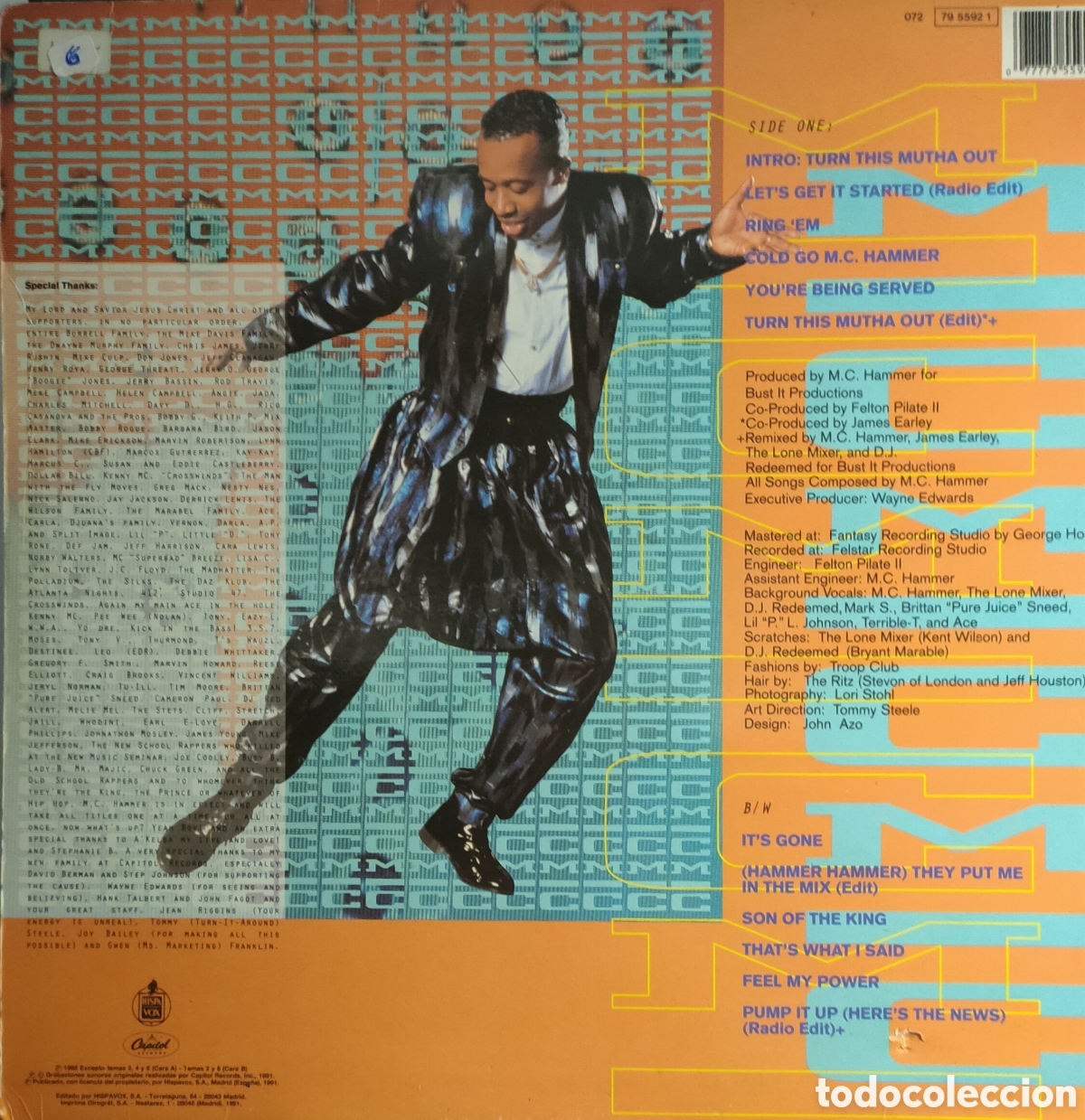 Discos de vinilo: M.C. Hammer &ndash; Lets Get It Started . 1991 original Spain LP disco 12&rdquo; vinilo - Foto 2